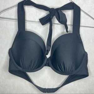 Aerie Black Lightly Lined Goth Bikini Swimsuit Top
